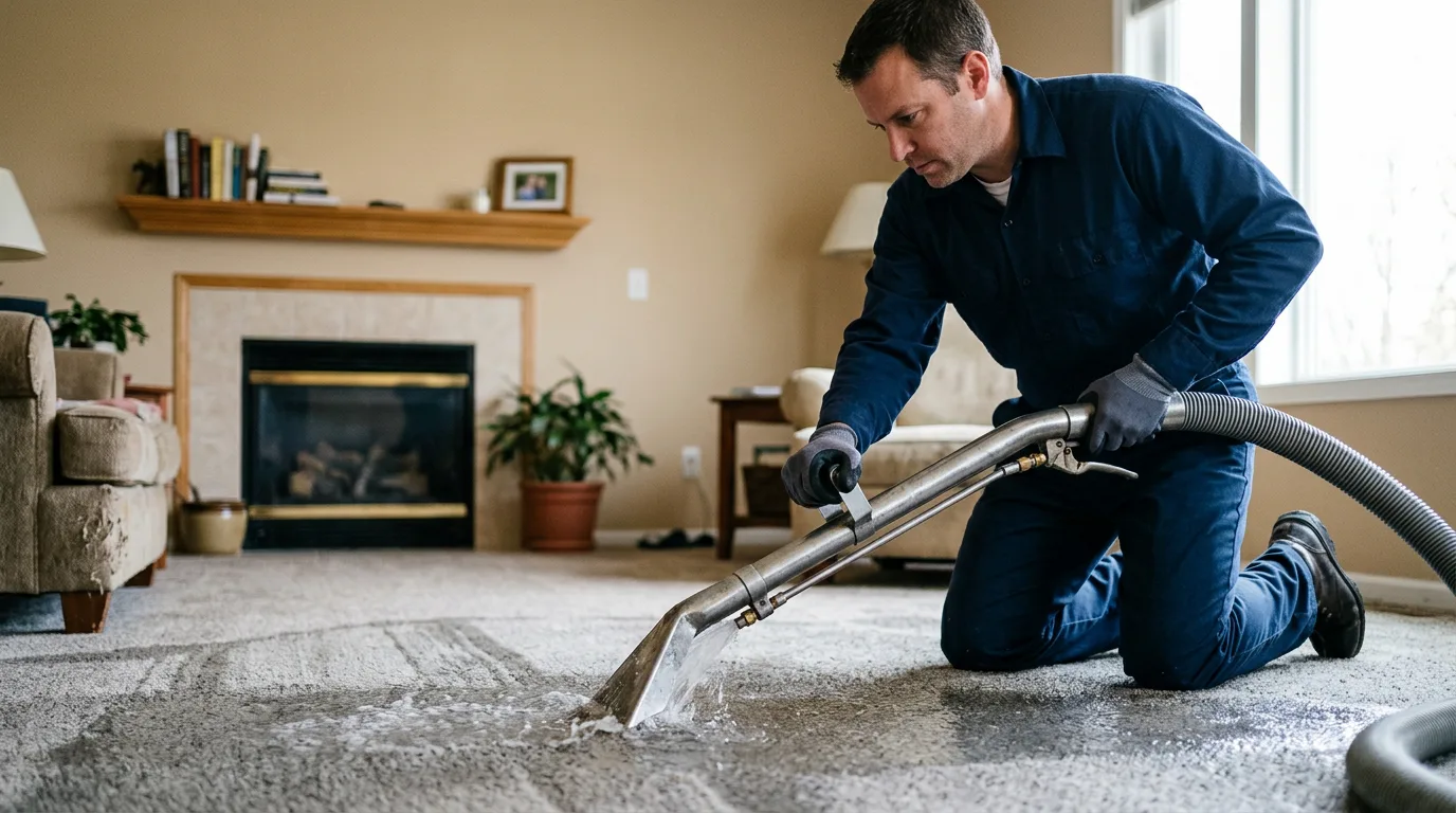 Water damage restoration technician working near Eakly, OK